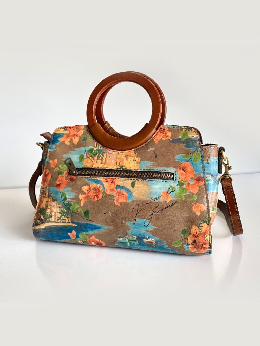 Patricia Nash Leather French Riviera Collection Lyon Satchel Crossbody Bag